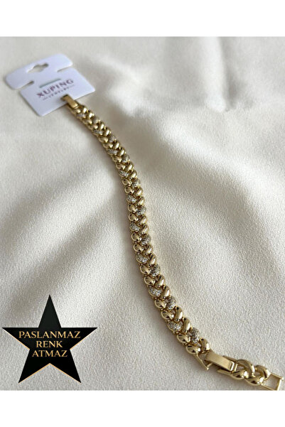 XUPING JEWELRY Xuping 14K Altın Renginde Zirkon Taşlı Gurmet Kadın Bileklik