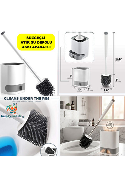 mrtbilisim Wall Mountable Toilet Brush with Strainer 35 cm Length Toilet Brus...