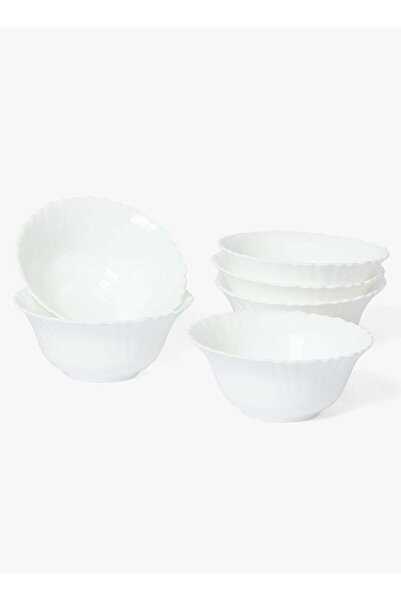 Noon East Set of 6 White Opal Glass Cereal and Soup Bowl, Dishwasher & Microw...