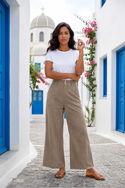 pier moda Women's Linen Shalwar Trousers 100% Cotton Linen Palazzo Pants