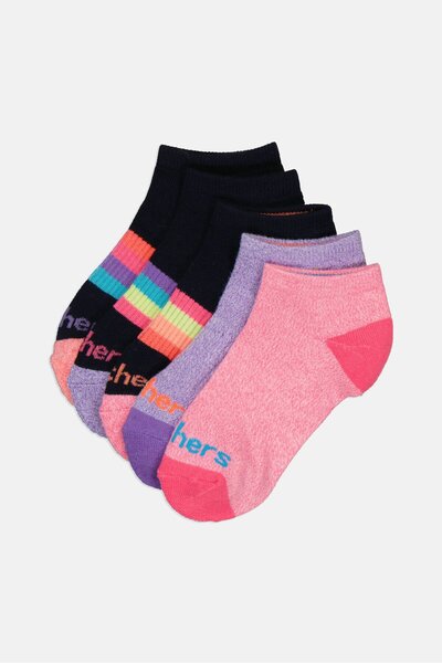 SKECHERS Girls Boy 6 Pairs Brand Logo Low Cut Socks, Multicolor