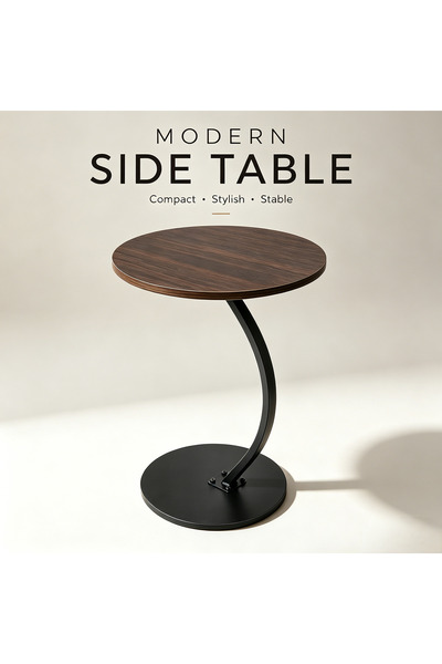 Bleco Stylish Modern Round Side Table, Curved Metal Frame Stable Small End Ta...