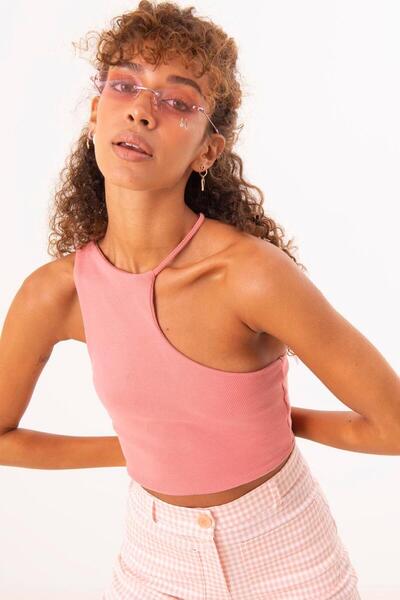 BSL Tek Omuz Asimetrik Kesim Crop Body