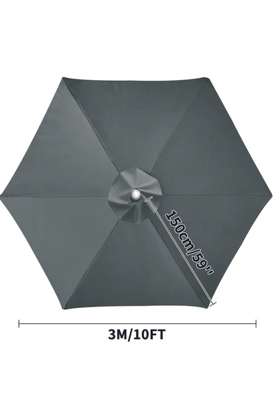Choice25 Grey 6Ribs 3M Waterproof Replacement Umbrella Cloth 2/3M Patio Paras...