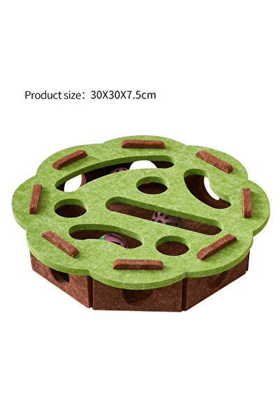 Choice Green-round Interactive Cat Puzzle Toy Felt Toy Box with Maze Tunnel B...