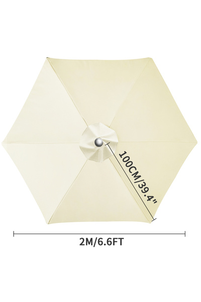 Choice7 Beige 6Ribs 2M Waterproof Replacement Umbrella Cloth 2/3M Patio Paras...