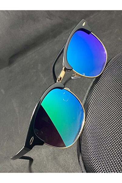 Sunglasses Ochelari de soare unisex tip Clubmaster, ramă combinată metal și p...