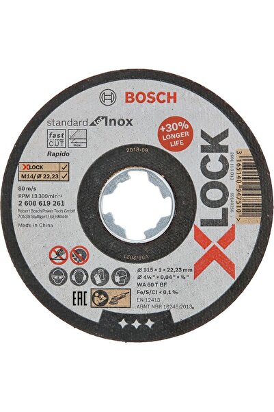 Bosch - X-LOCK - 115*1,0 mm Standard Seri Düz Inox (Paslanmaz Çelik) Kesme Di...