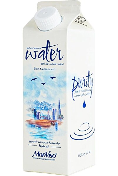 MONVISO Gable Top Still Natural Mineral Water 0.5 L Pack of 15 pure alpine hy...