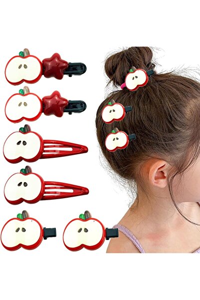 Arabest 6Pcs Red Apple Slice Snap Hair Clips, Apple Slice Hair Barrettes, Fru...
