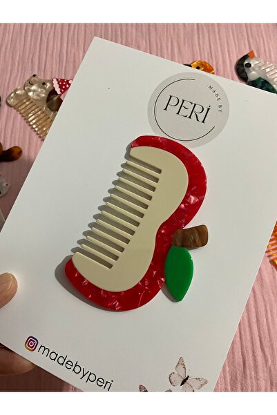 MADE BY PERİ Figured Bone, Bag Comb Cute Design Hair Comb Suitable for Childr...