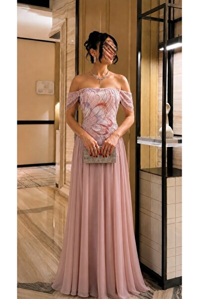 Jood Lorena Pink Dress with Luxurious Embroidery