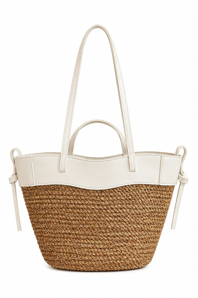MaVaux Polen Straw Shoulder Bag with Leather Detailing, Stylish Design, Large...