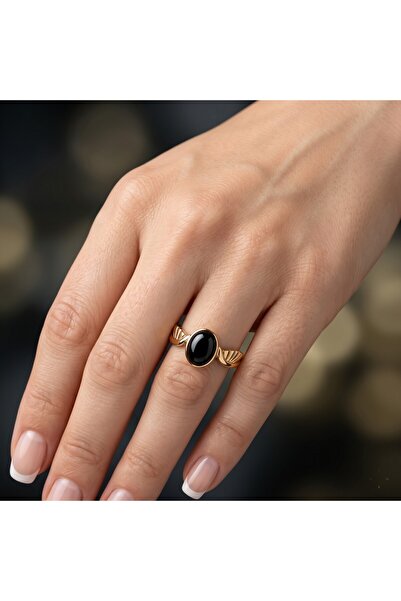Hedea Angel Wing Angel Real Natural Stone Adjustable Black Bronze Women's Ring