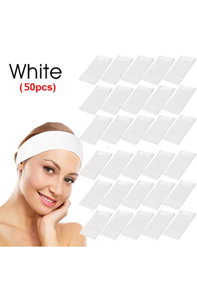 Choice3 50 قطعة - عصابات رأس بيضاء للاستخدام مرة واحدة في السبا والوجه، 100/5...