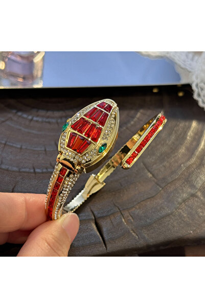 Choice4 Red LuxuryDiamondEmbedded Fashionable Snake-Shape Bracelet Watch for ...