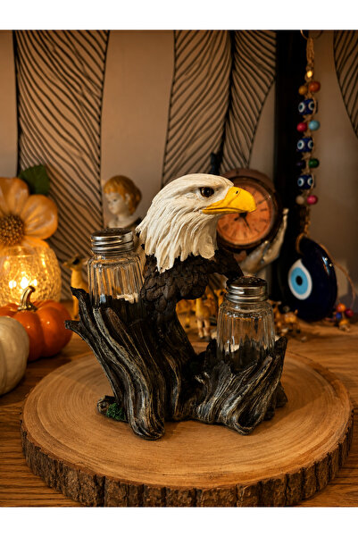 Atak Hediyelik Decorative Salt Shaker & Spice Container Set with Eagle Figure...