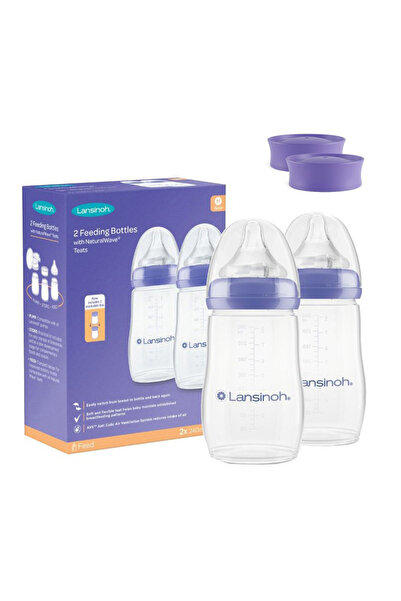 Lansinoh Set de 2 biberoane cu tetine cu flux lent 240 ml