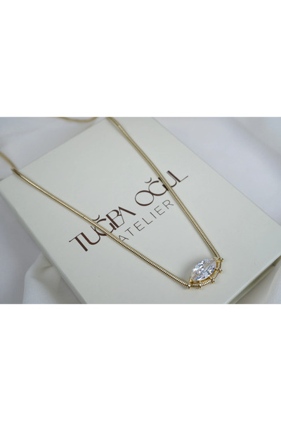 ATELİER TUĞBA KOL567 MARKİZ KESİM ZİRKON TAŞLI YILAN ZİNCİR KOLYE
