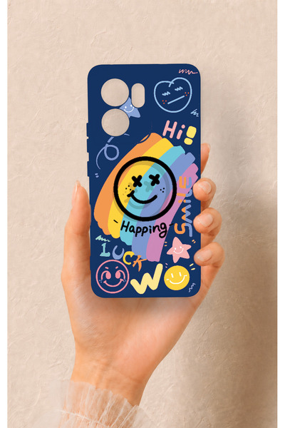 Vip Case Oppo Reno 13F Uyumlu Happing Smile Desenli Silikon Kılıf