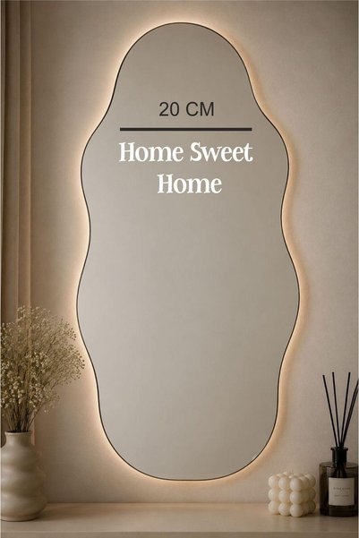 Sinek Kupası Tasarım Home Sweet Home Beyaz Renk Dekoratif Ayna Yazısı