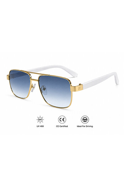 OEM Ochelari de Soare model Arctic Blue – UV400, Ramă Aurie cu Brațe Albe, Le...