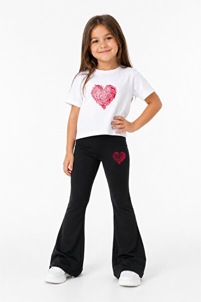 LORVEX Girls' Spanish Flared Leggings and Printed T-Shirt Set Casual Sports C...