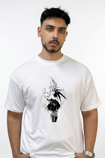 Anetos Misa Amane_1 Design Printed Oversize White T-Shirt