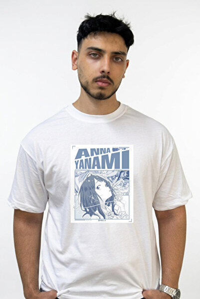 Anetos Anna Yanami Design Printed Oversize White T-Shirt