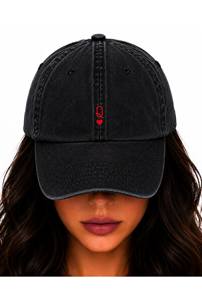 WeavedCo Queen of Hearts Embroidered Hat, Vintage Washed Baseball Cap (Queen ...