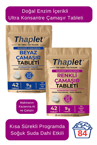 Thaplet Doğal Enzim İçerikli Çamaşır Deterjanı Seti 84 Adet Tablet