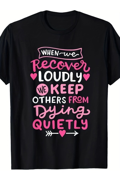 LİNA06 Loudly We Recover AA NA Sobriety Pride T-Shirt - Vintage Meeting Tee M...