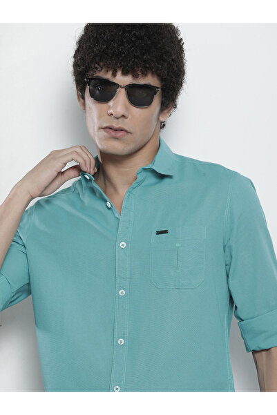 The Indian Garage Co By Styli Men Blue Regular Fit Solid Shirt