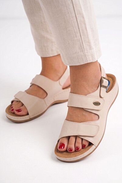rungo Beige Heel Spur Gel Sole Orthopedic Daily Women's Sandals