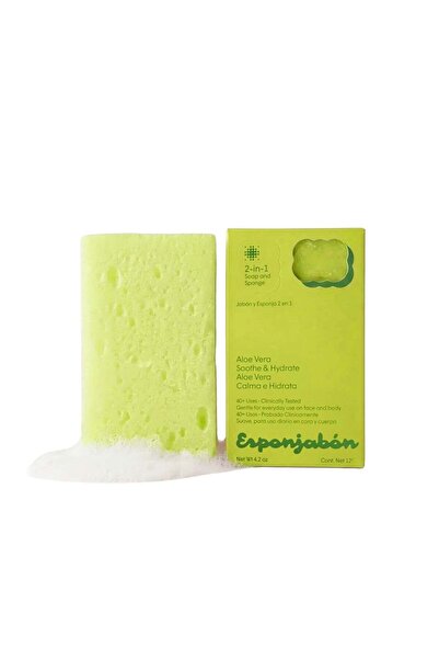 Esponjabon Burete de baie 2 în 1 cu săpun integrat, cu Aloe Vera, efect calma...