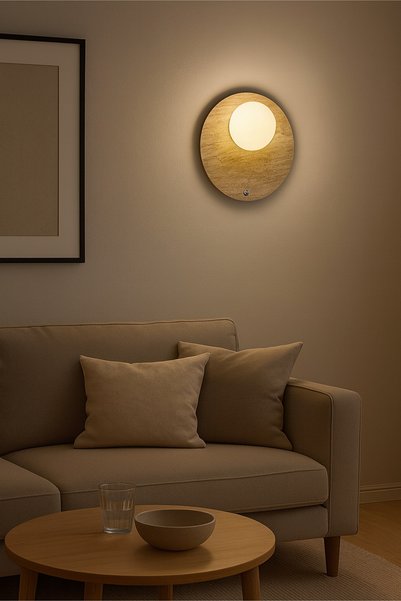 Baz Aydınlatma Tor Look D Travertine Marble Opal Glass Globe Wall Sconce G9 Bulb Included Modern Lamp Chandelier with Button Switch