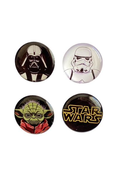 Yaya Dizayn Star Wars Temalı 4'lü Parlak Baskılı Rozet Seti