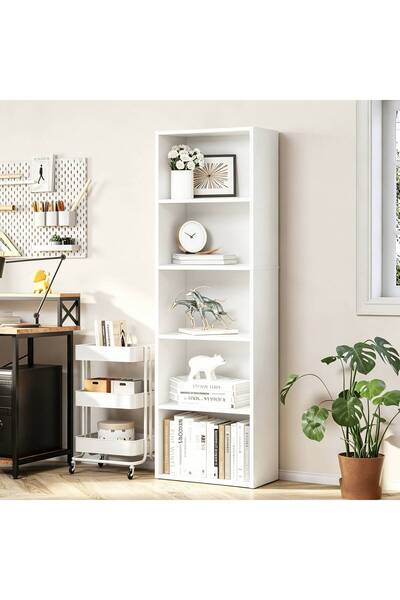 Enjoylifeme Narrow 5-Tier Open Bookshelf, Slim Space-Saving Bookcase 9.4×12.5...