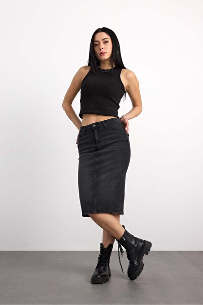 Vigoss Jeans 50286-73599 Women's Regular Fit Midi Denim Skirt 50286-73599