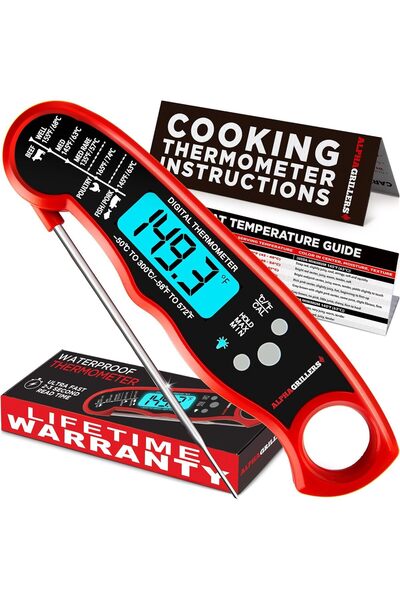 Alpha Grillers Instant Read Meat Thermometer for Grilling and Cooking. Best w...