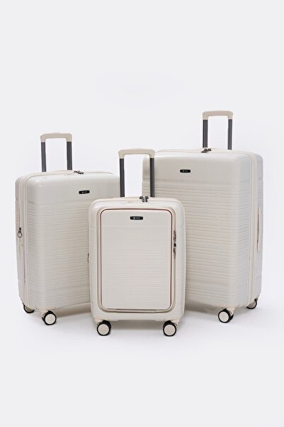 Torry Premium Series PP 3’lü Valiz Seti Büyük + Orta + Kabin Boy Beyaz