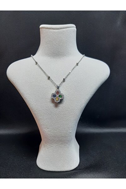 MRYart Silver Color Mix Stone Van Yonca Model Ball Chain Steel Necklace
