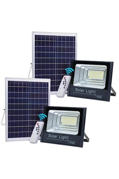 Jortan Set de 2x Proiectoare solare LED 50W, Rezistență IP65, Telecomandă, Au...