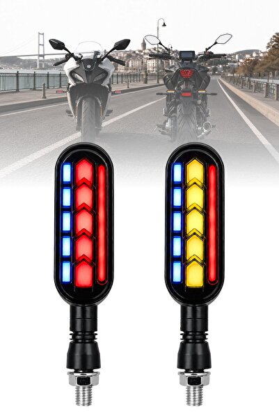 DEKOHOP Motosiklet LED Sinyal Lambası Kayar Sinyal Selamlamalı Kırmızı Stop G...