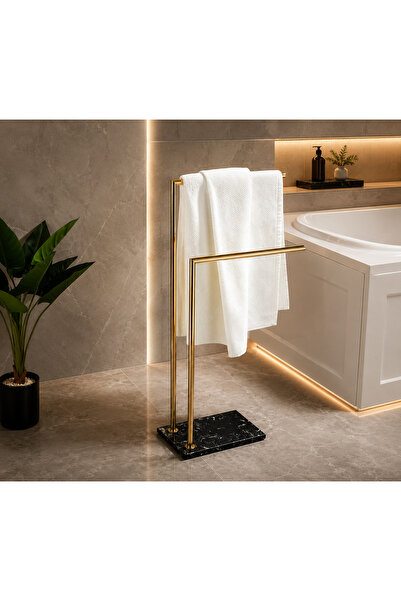 MdHomeDekorasyon Towel Holder with Marble Patterned Feet, Decorative Bathroom...