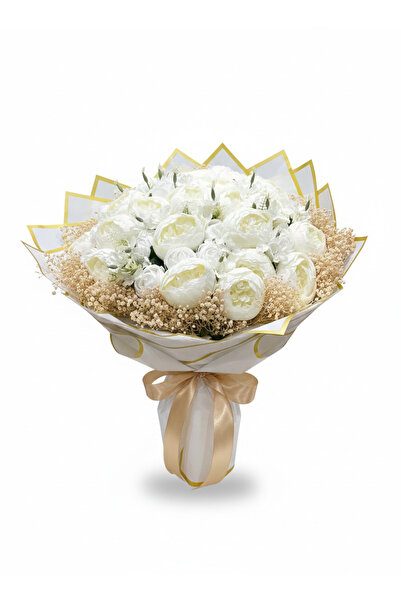 Rose Art Flowers Beyaz Şakayık Erengül Buketi Yapay Çiçek Söz Nişan Hediyesi