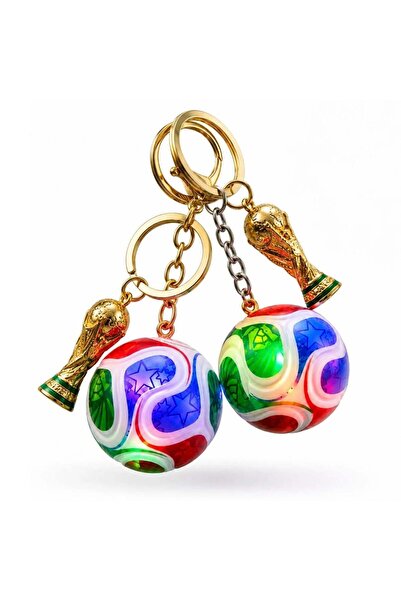 CASA JOY Breloc luminos multicolor de 10 cm, cu minge de fotbal și trofeu de ...