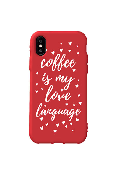 Other Apple iPhone Xs Coffe is my love language Red Colored Silicone TPU Θήκη
