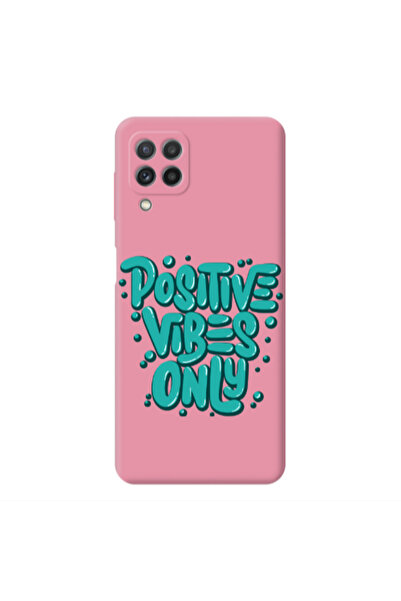 Other Samsung A22 4G Positive Vibes Only Pink Colored Silicone TPU Θήκη