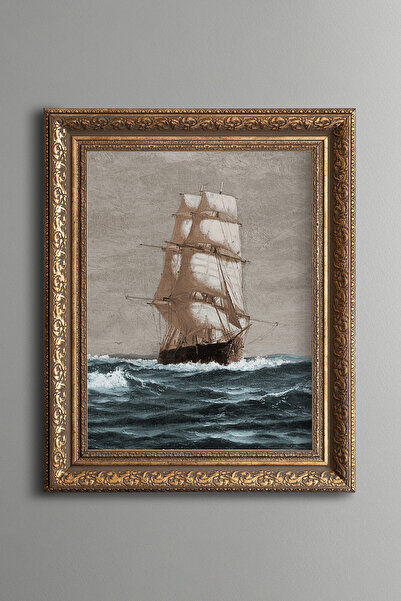 epiqart Sailing Ship on the Maine Coast - Vintage Patterned Painting - Thick ...
